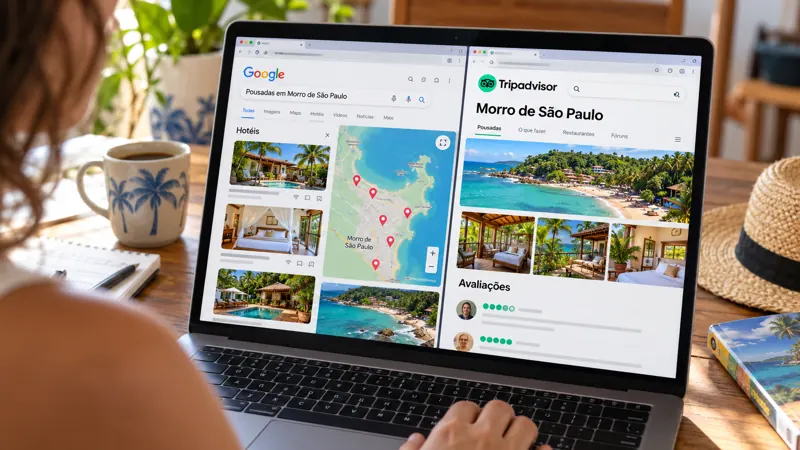 Comparando restaurantes no Google e no Tripadvisor